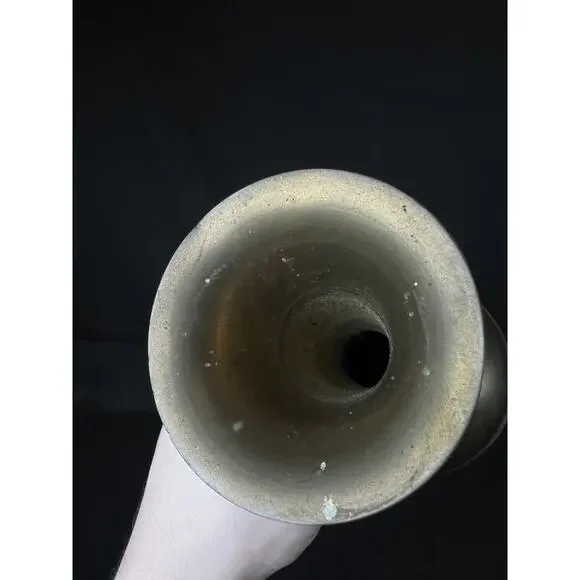 12" Mid-Century Vintage Solid Tapered Brass Vase Urn Hand Made in India - Picture 6 of 9